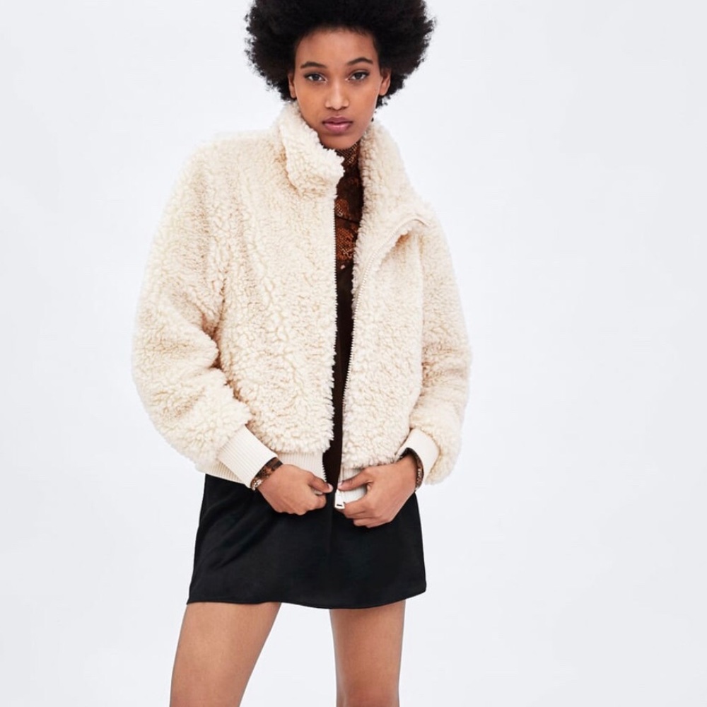 Zara Fleece Bomber Jacket